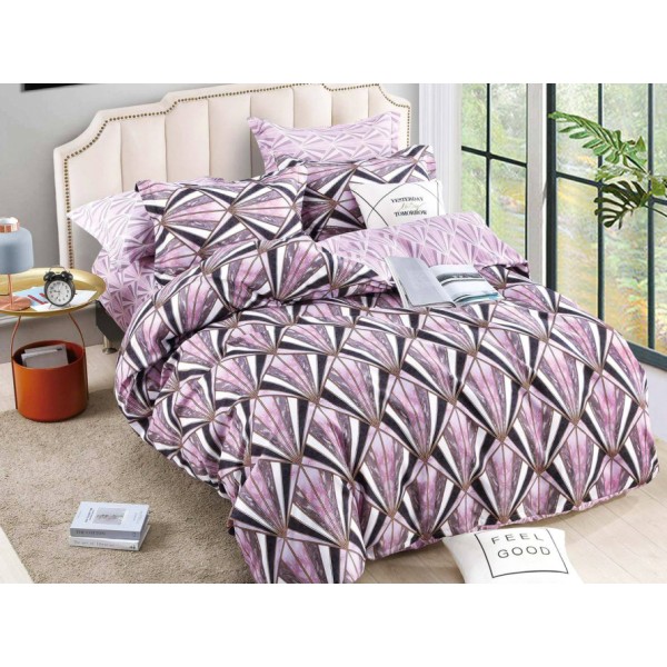 Lenjerie pat dublu,  FINET, 6 piese, Jojo Home, Lila-Multicolor, model elegant [1]