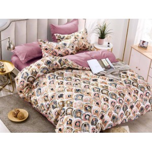 Lenjerie pat dublu,  FINET, 6 piese, Jojo Home, Alb-Multicolor, model elegant