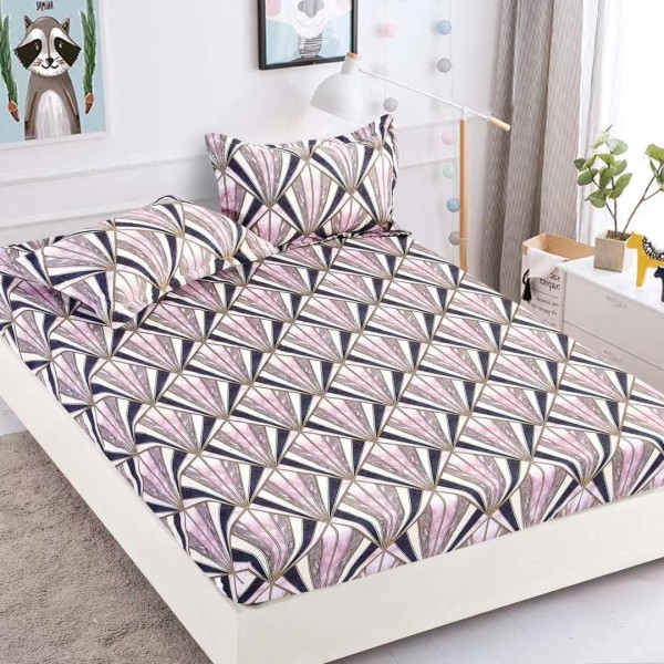 Cearsaf cu elastic, Bumbac FINET, 160/180x200cm, 2 fete de perne 50x70cm, Jojo Home, Multicolor, model elegant [1]