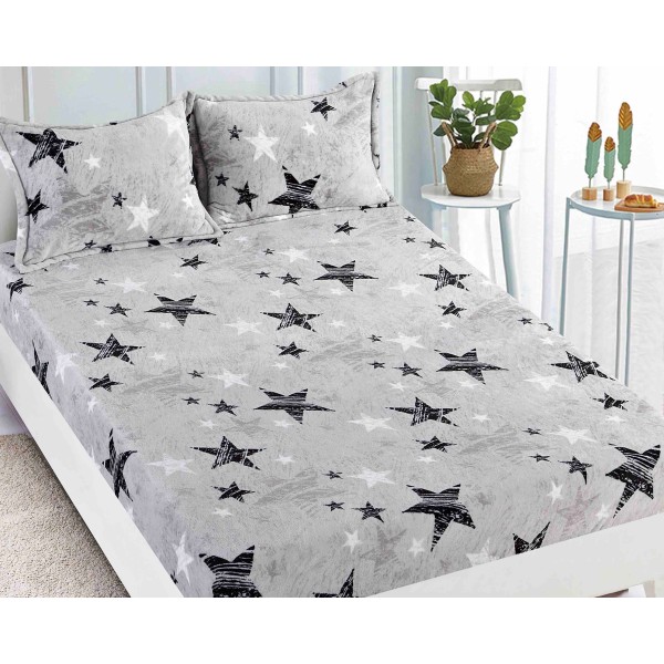 Cearsaf CoCoLiNo, JoJo Home, cu Elastic, 180x200x25cm, 2 fete de perne, 50x70cm, stelute [1]