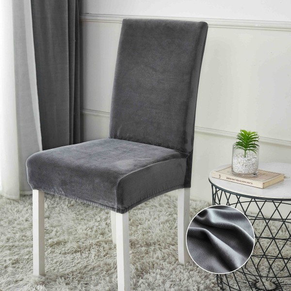 Set 6 huse universale pentru scaun, CATIFEA, Jojo Home, Gri inchis [1]