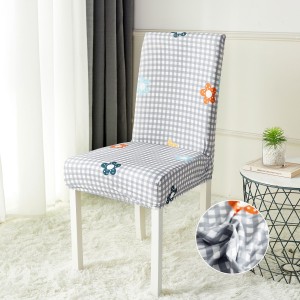 Set 6 huse universale pentru scaun, ELASTICE, Jojo Home, Gri, carouri, flori Set 6 huse universale pentru scaun, ELASTICE, Jojo Home, Gri, carouri, flori