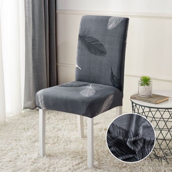 Set 6 huse universale pentru scaun, ELASTICE, Jojo Home, Gri, pene [1]