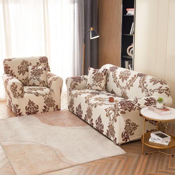 Husa Elastica Pentru Canapea 2 Locuri - M - Jojo Home, Bej-Maro, model elegant [1]