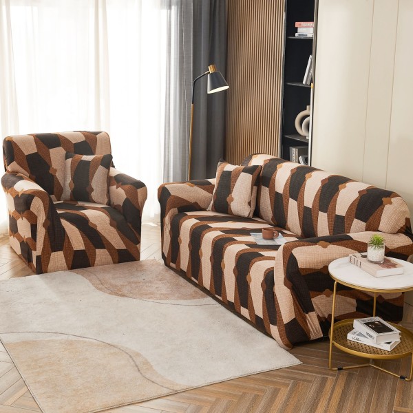 Husa Elastica Pentru Canapea 2 Locuri - M - Jojo Home, Bej-Maro, model clasic [1]