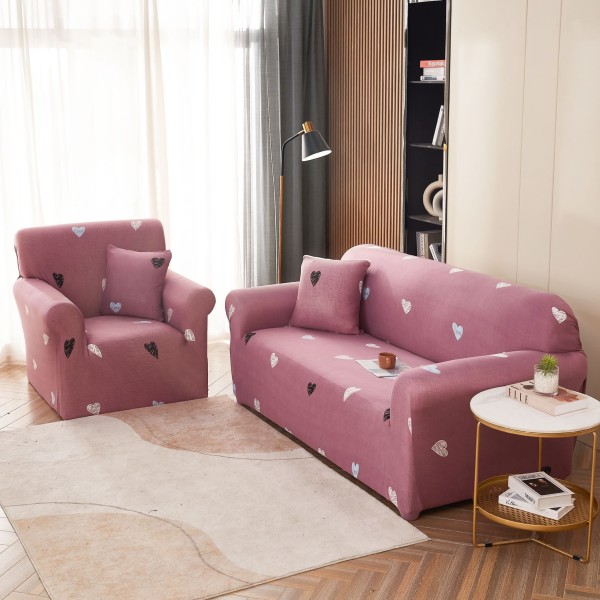 Husa Elastica Pentru Fotoliu cu brate, Jojo Home, Roz, inimioare [1]