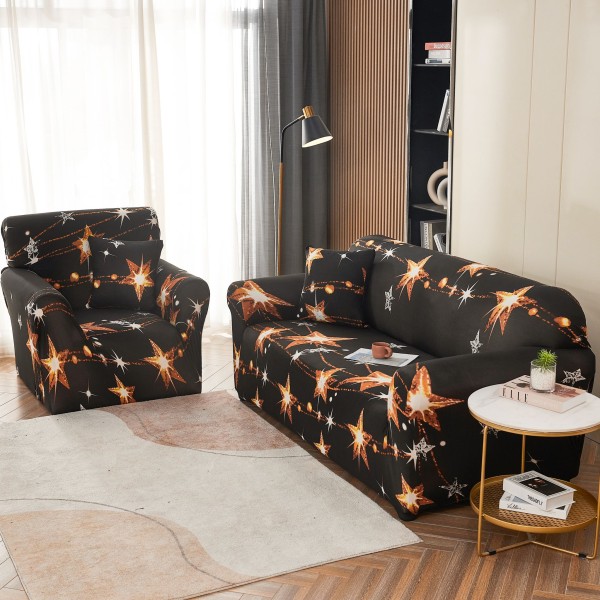 Husa Elastica Pentru Fotoliu cu brate, Jojo Home, Negru, stelute [1]