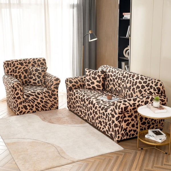 Husa Elastica Pentru fotoliu cu brate, Jojo Home, Bej, animal print [1]