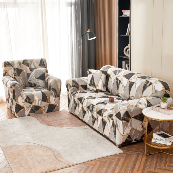 Husa Elastica Pentru Fotoliu cu brate, Jojo Home, Gri, forme geometrice [1]