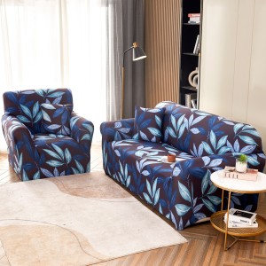 Husa Elastica Pentru Canapea 3 Locuri - L - Jojo Home, Albastru, frunze Husa Elastica Pentru Canapea 3 Locuri - L - Jojo Home, Albastru, frunze