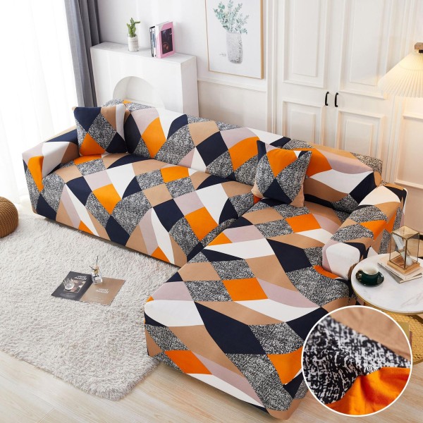 Set husa pentru coltar M + L, Elastica, Jojo Home, Multicolor, forme geometrice [1]
