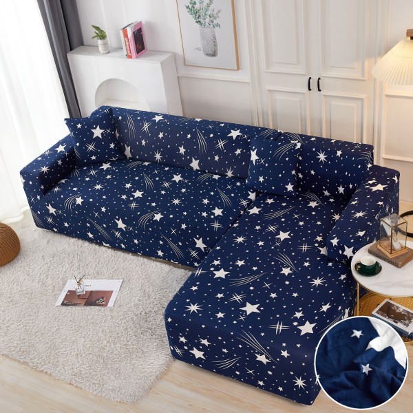 Set husa pentru coltar M + L, Elastica, Jojo Home, Bleumarin-Alb, stelute [1]