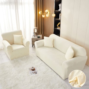 Husa Elastica, 130cm-180cm, pentru Canapea 2 Locuri - M - Jojo Home, Catifea, Crem Husa Elastica, 130cm-180cm, pentru Canapea 2 Locuri - M - Jojo Home, Catifea, Crem
