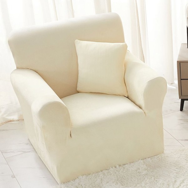 Husa Elastica, 90cm-130cm, pentru Fotoliu cu brate, Jojo Home, Catifea, Crem [1]