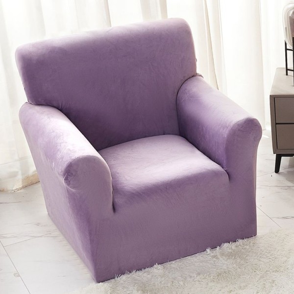 Husa Elastica, 90cm-130cm, pentru Fotoliu cu brate, Jojo Home, Catifea, Lila [1]