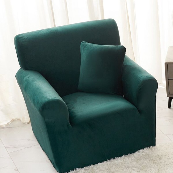 Husa Elastica, 90cm-130cm, pentru Fotoliu cu brate, Jojo Home, Catifea, Verde Smarald [1]