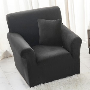 Husa Elastica, 90cm-130cm, pentru Fotoliu cu brate, Jojo Home, Catifea, Negru