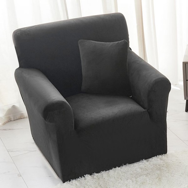 Husa Elastica, 90cm-130cm, pentru Fotoliu cu brate, Jojo Home, Catifea, Negru [1]