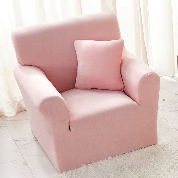Husa Elastica, 90cm-130cm, pentru Fotoliu cu brate, Jojo Home, Catifea, Roz [1]