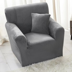 Husa Elastica, 90cm-130cm, pentru Fotoliu cu brate, Jojo Home, Catifea, Gri inchis Husa Elastica, 90cm-130cm, pentru Fotoliu cu brate, Jojo Home, Catifea, Gri inchis