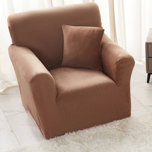 Husa Elastica, 90cm-130cm, pentru Fotoliu cu brate, Jojo Home, Catifea, Catifea, Maro Husa Elastica, 90cm-130cm, pentru Fotoliu cu brate, Jojo Home, Catifea, Catifea, Maro