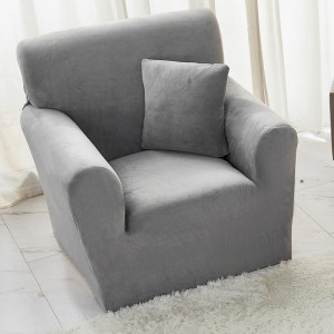 Husa Elastica, 90cm-130cm, pentru Fotoliu cu brate, Jojo Home, Catifea, Gri deschis Husa Elastica, 90cm-130cm, pentru Fotoliu cu brate, Jojo Home, Catifea, Gri deschis