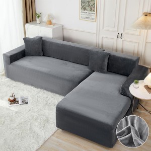 Set husa pentru coltar M + L, Catifea, Jojo Home, Gri inchis Set husa pentru coltar M + L, Catifea, Jojo Home, Gri inchis