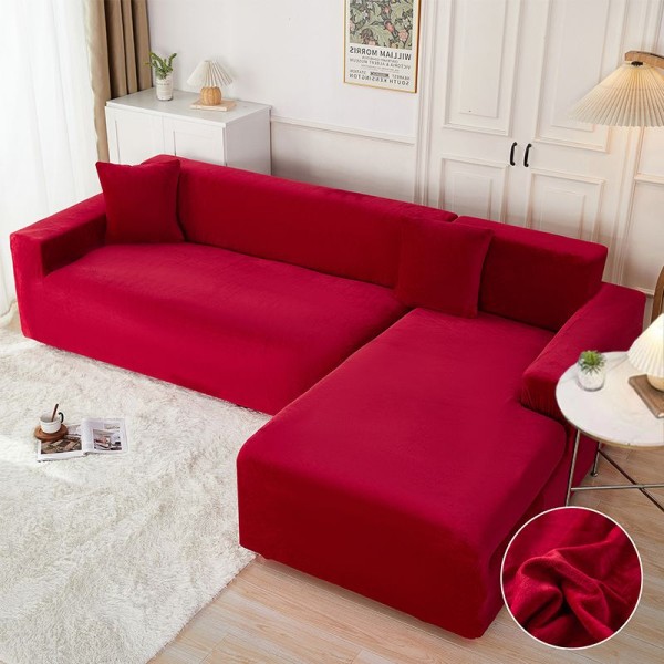 Set husa pentru coltar M + L, Catifea, Jojo Home, Rosu [1]
