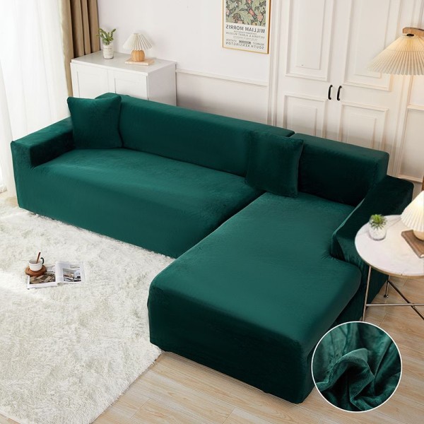 Set husa pentru coltar M + L, Catifea, Jojo Home, Verde Smarald [1]
