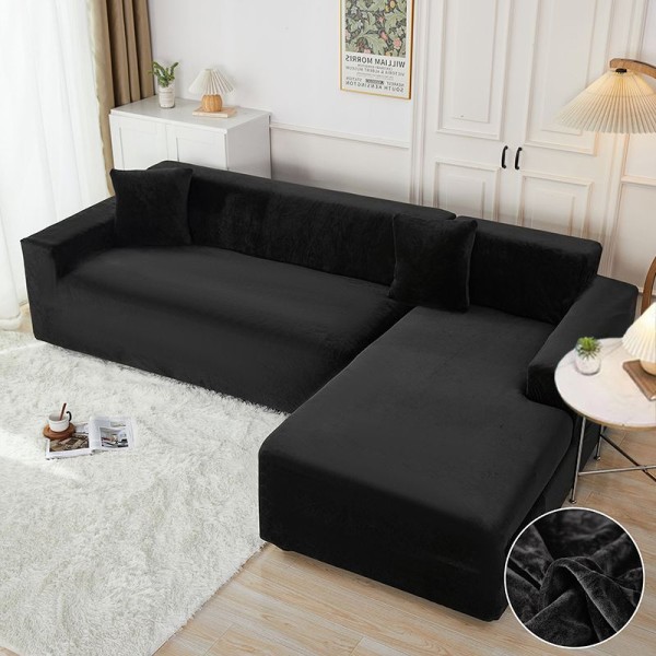 Set husa pentru coltar M + L, Catifea, Jojo Home, Negru [1]