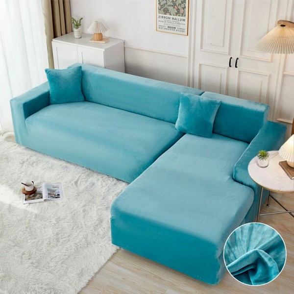 Set husa pentru coltar M + L, Catifea, Jojo Home, Bleu intens [1]