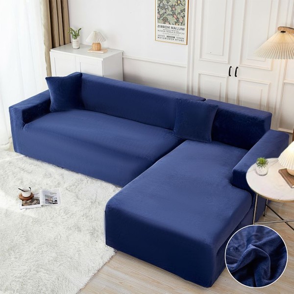 Set husa pentru coltar M + L, Catifea, Jojo Home, Bleumarin [1]