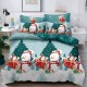 Lenjerie pat dublu, BUMBAC FINET, 6 piese, X-Mass Collection, Jojo Home, Bleu-Multicolor, oameni de zapada, brazi, Mos Craciun