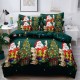 Lenjerie pat dublu, BUMBAC FINET, 6 piese, X-Mass Collection, Jojo Home, Verde-Multicolor, Mos Craciun, brazi, cadouri