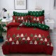 Lenjerie pat dublu, BUMBAC FINET, 6 piese, X-Mass Collection, Jojo Home, Rosu-Verde, brazi