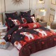 Lenjerie pat dublu, BUMBAC FINET, 6 piese, X-Mass Collection, Jojo Home, Rosu-Negru, catelusi