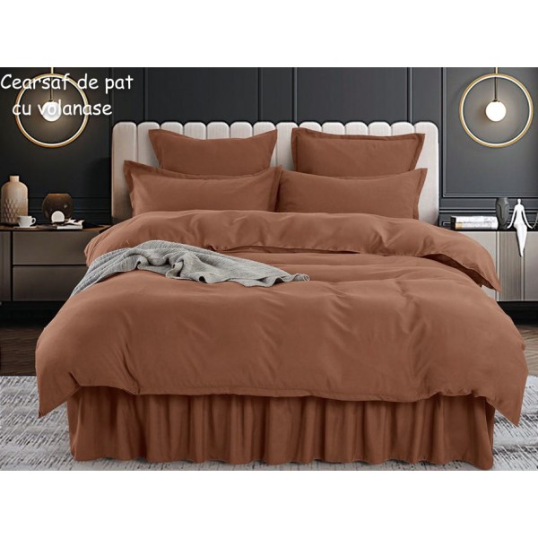 Lenjerie pat dublu,  FINET, 6 piese, cu volanase, Jojo Home, Maro [1]
