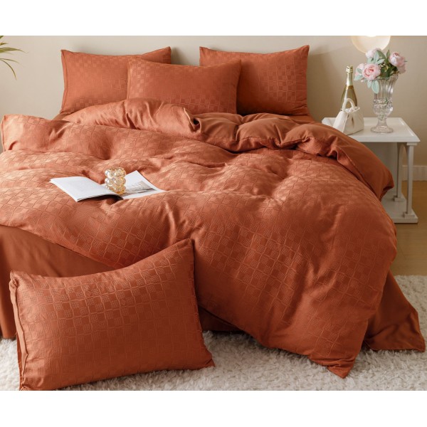 Lenjerie pat dublu, JACQUARD FINETAT, 6 piese, Jojo Home, Maro [1]