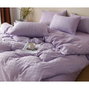 Lenjerie pat dublu, JACQUARD FINETAT, 6 piese, Jojo Home, Lila