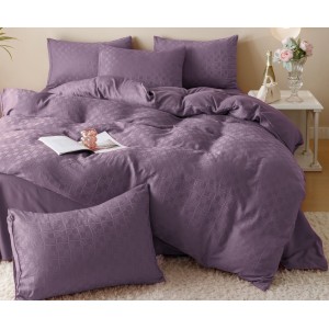 Lenjerie pat dublu, JACQUARD FINETAT, 6 piese, Jojo Home, Mov Lenjerie pat dublu, JACQUARD FINETAT, 6 piese, Jojo Home, Mov