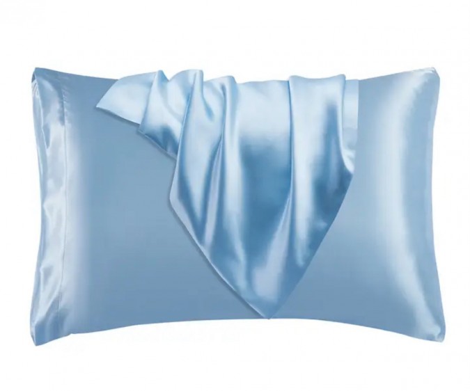 Set 2 fete de perna Oxford 50x70cm Satin Bleu + cadou elastic de par