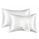 Set 2 fete de perna Oxford 50x70cm Satin Alb + cadou elastic de par