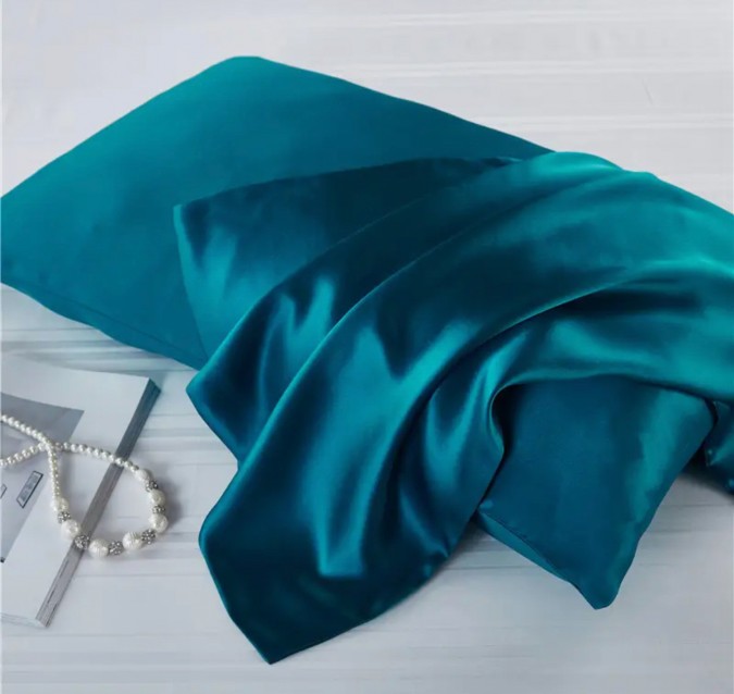 Set 2 fete de perna Oxford 50x70cm Satin Turquoise + cadou elastic de par