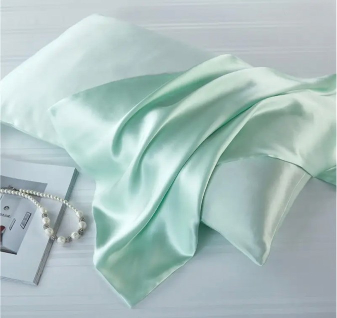 Set 2 fete de perna Oxford 50x70cm Satin Verde Aqua + cadou elastic de par