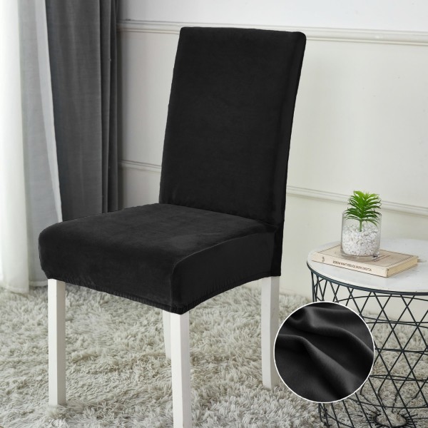 Set 4 huse universale pentru scaun din CATIFEA, Negru [1]