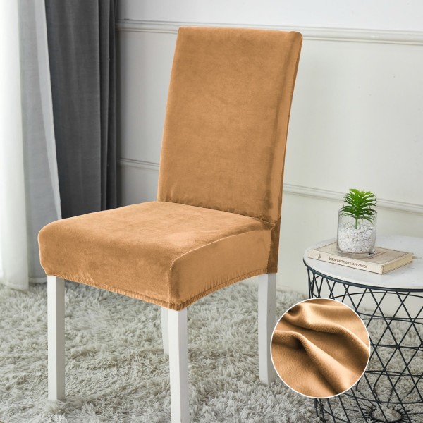 Set 6 huse universale pentru scaun din CATIFEA, Maro Deschis [1]