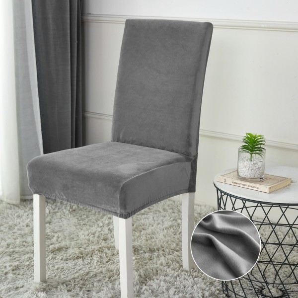 Set 4 huse universale pentru scaun din CATIFEA, Gri Inchis [1]