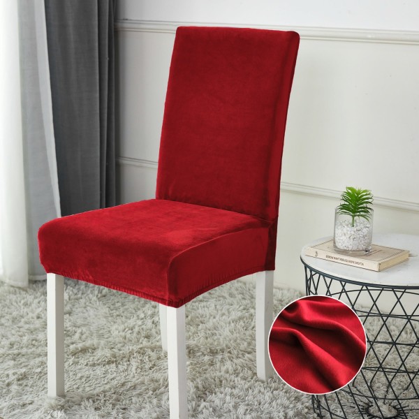 Set 4 huse universale pentru scaun din CATIFEA, Rosu [1]
