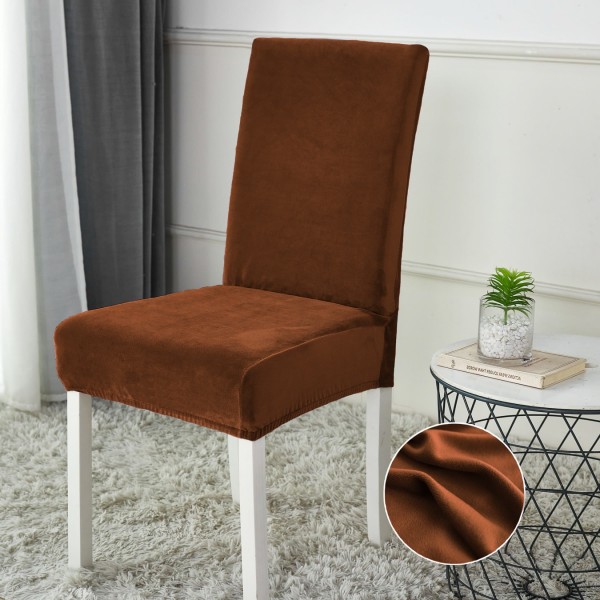 Set 4 huse universale pentru scaun din CATIFEA, Maro [1]