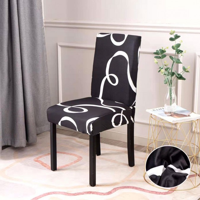 Set 6 huse universale pentru scaun - negru abstract